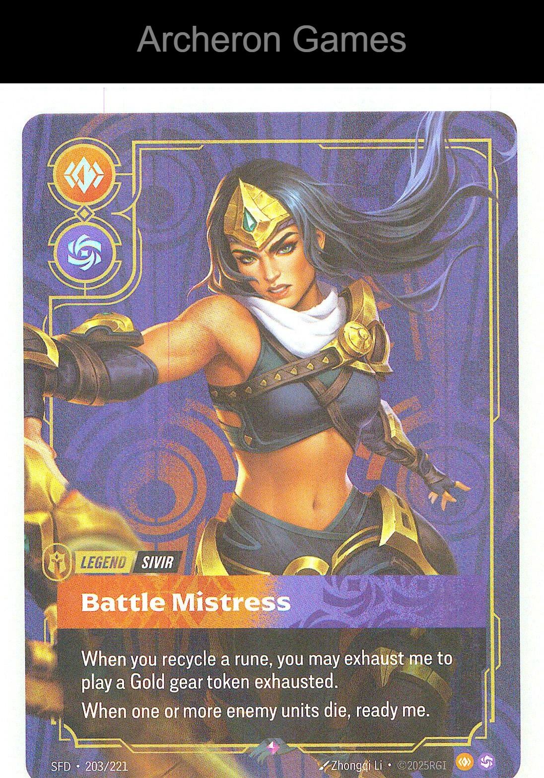 Sivir - Battle Mistress SFD 203/221 R Spiritforged Riftbound Card