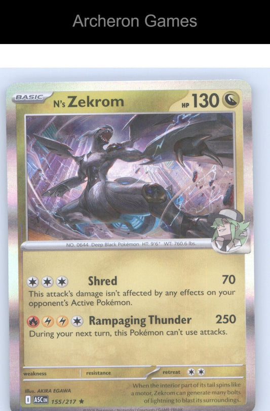 Pokemon Card N's Zekrom ASC 155/217 R Ascended Heroes Holo