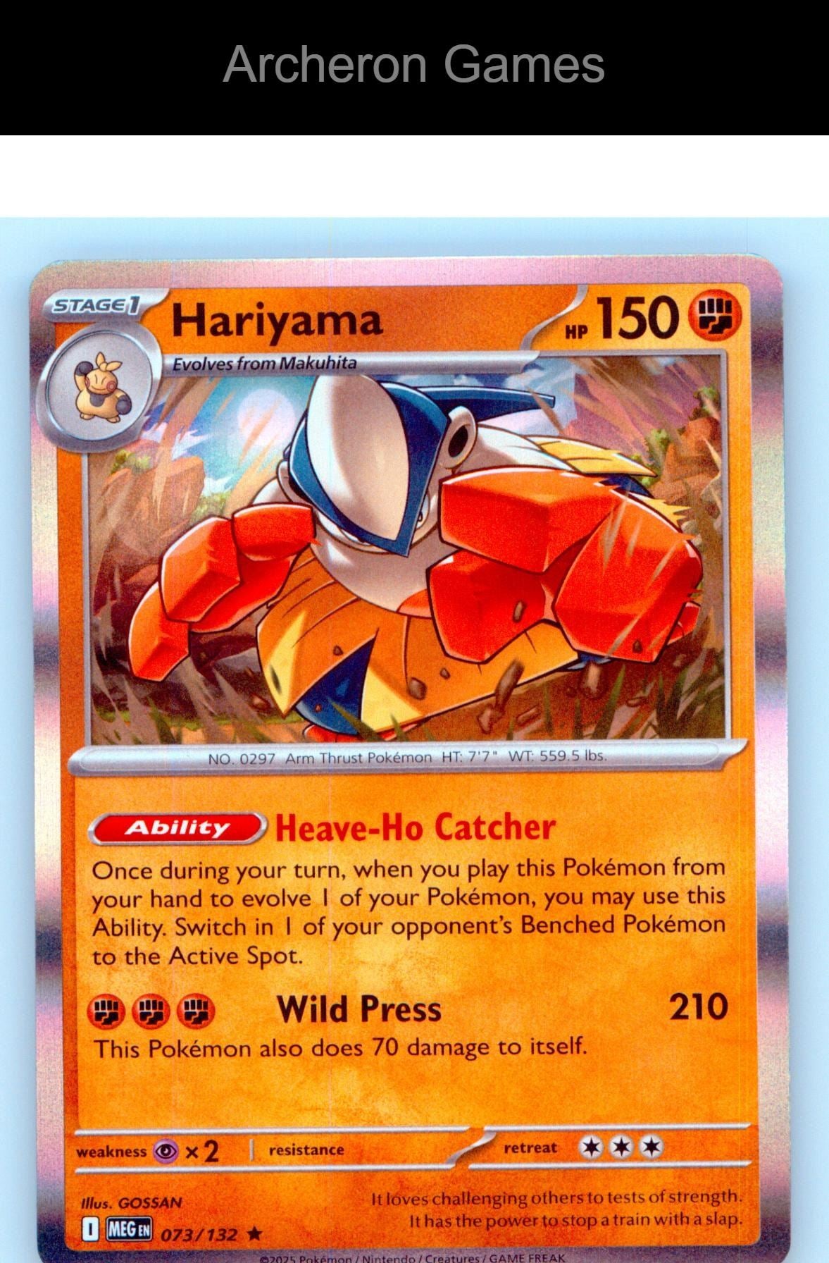Pokemon Card Hariyama MEG 073/132 R Mega Evolution Holo