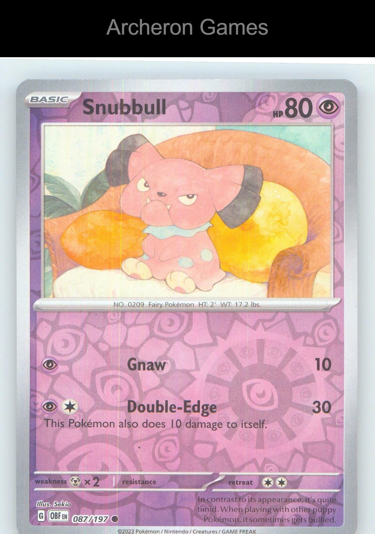 Pokemon Card Snubbull OBF 087/197 C Obsidian Flames Reverse Holo