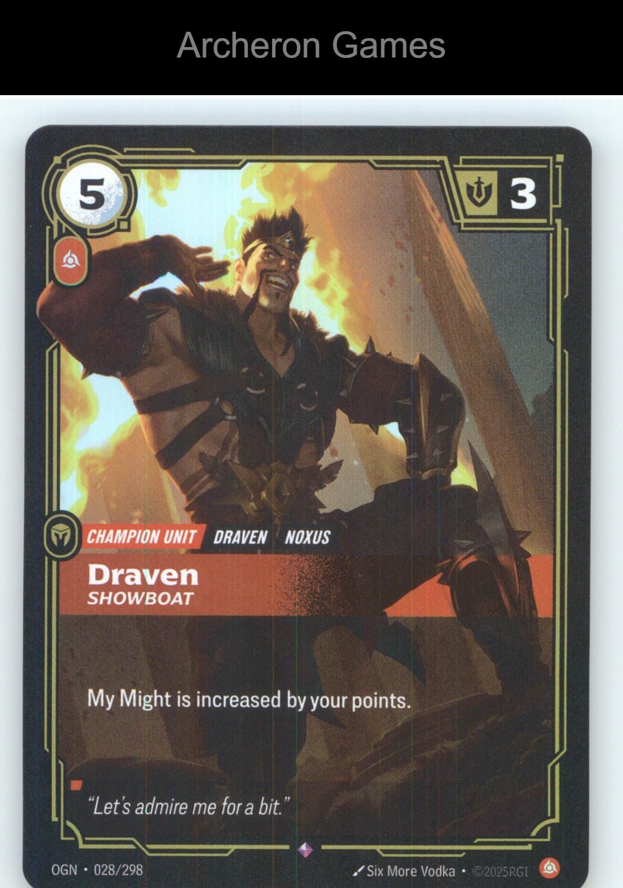 Draven - Showboat OGN 028/298 R Origins Riftbound Card Foil