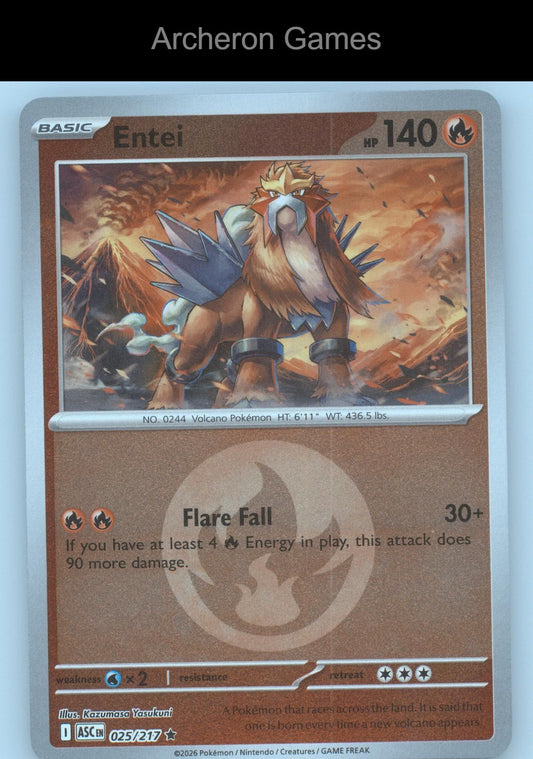 Pokemon Card Entei (Energy Symbol Pattern) ASC 025/217  Reverse Holo