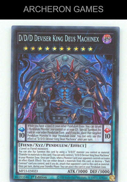 D/D/D Deviser King Deus Machinex SEC YUGIOH Card