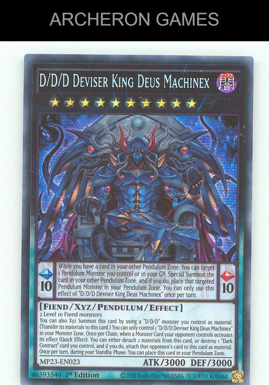 D/D/D Deviser King Deus Machinex SEC YUGIOH Card