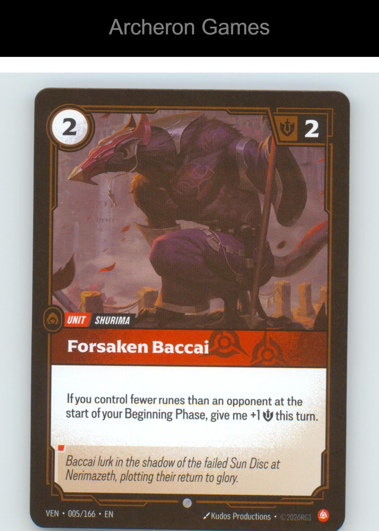 Forsaken Baccai VEN 005/166 C Vendetta Riftbound Card Foil