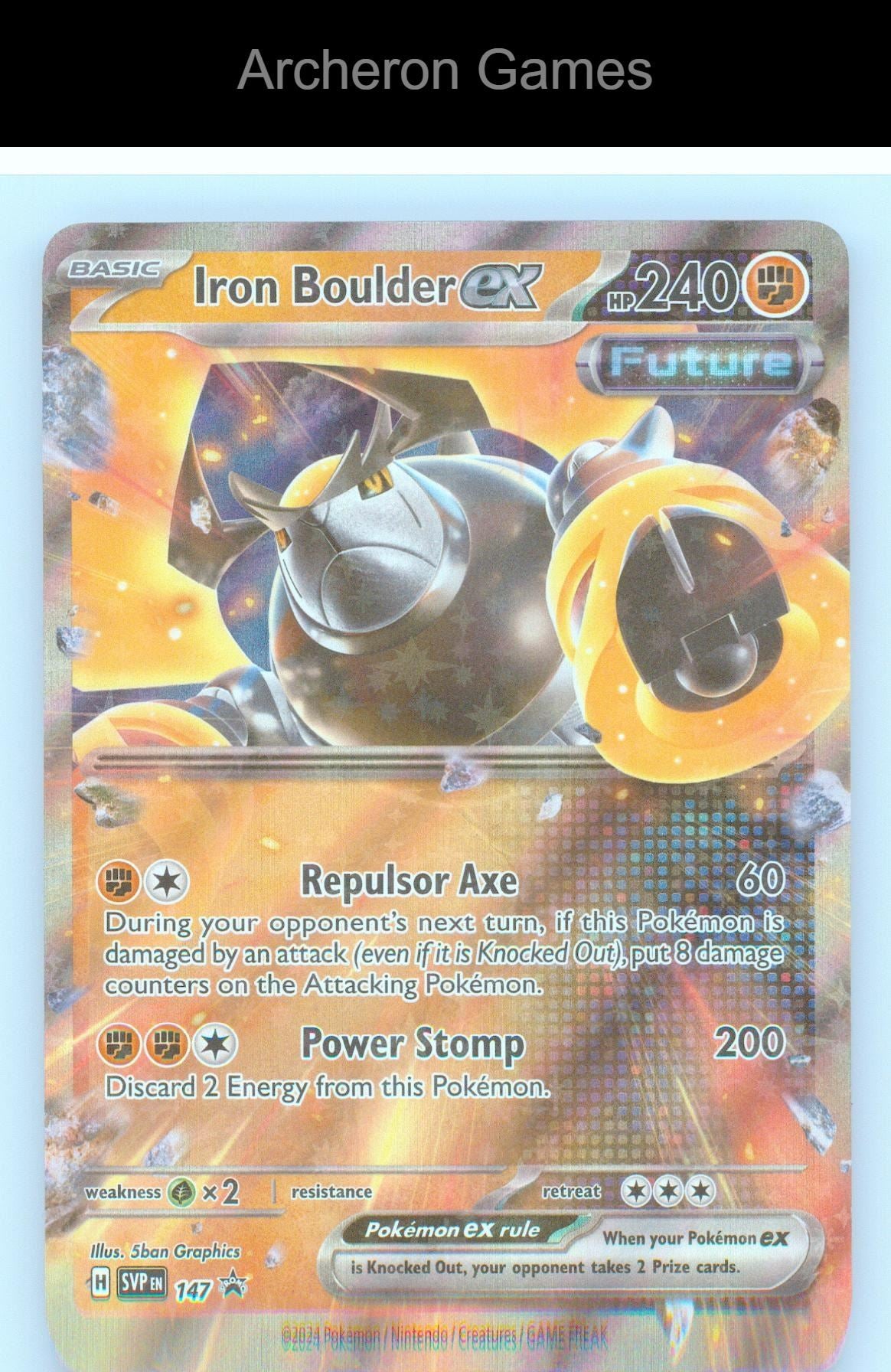 Pokemon Card Iron Boulder ex SVP 147 HOLO P Scarlet & Violet Promo