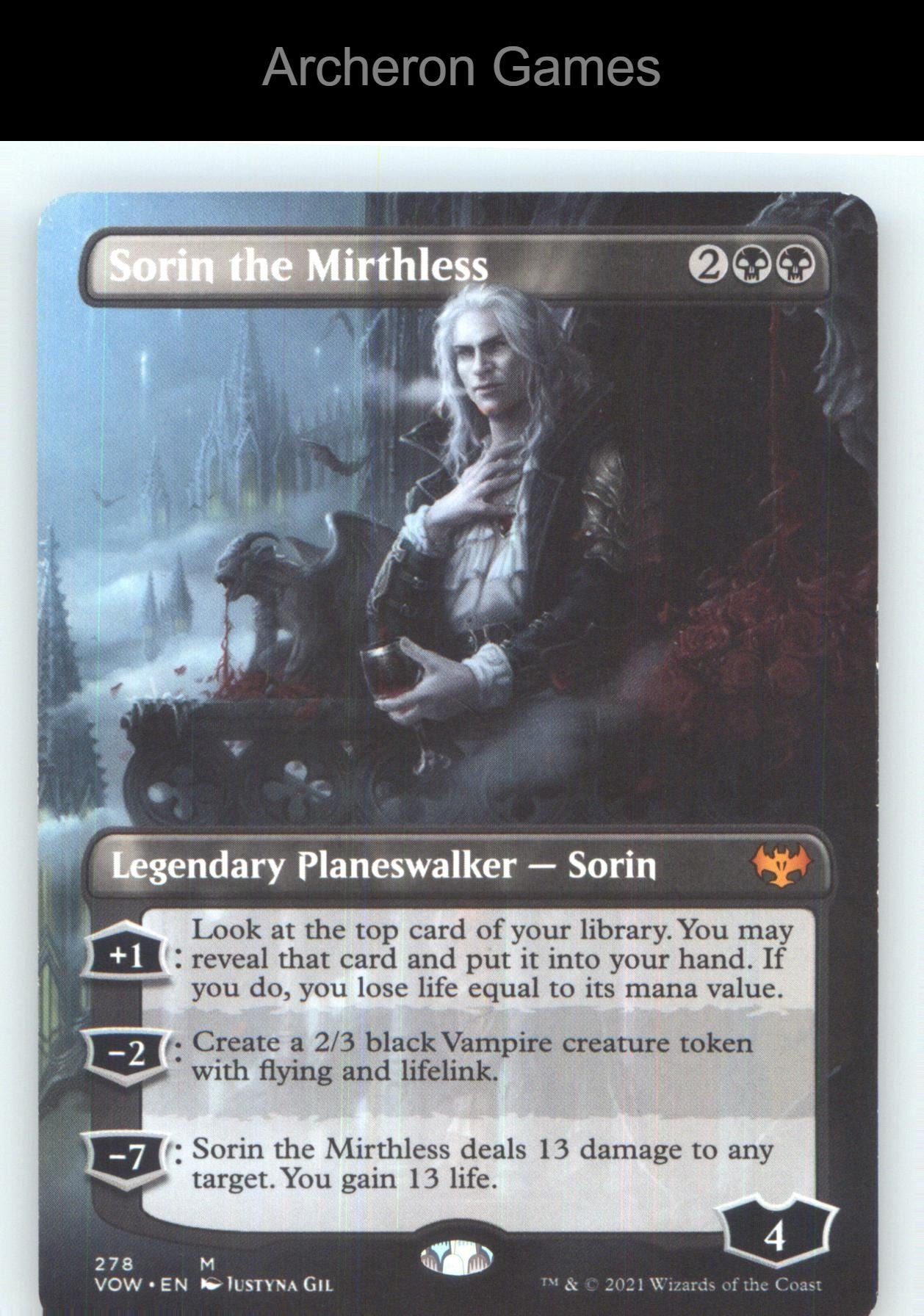 Sorin the Mirthless (Borderless) VOW 278 Mythic MTG Card NM/EX+