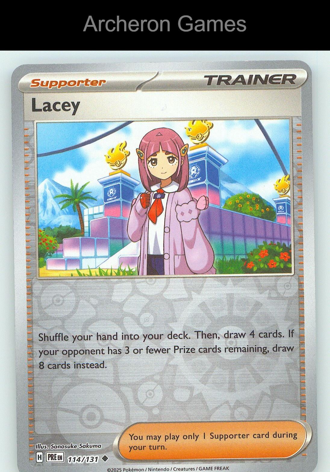 Pokemon Card Lacey (Poke Ball Pattern) PRE 114/131 UC Prismatic Evolutions Holo