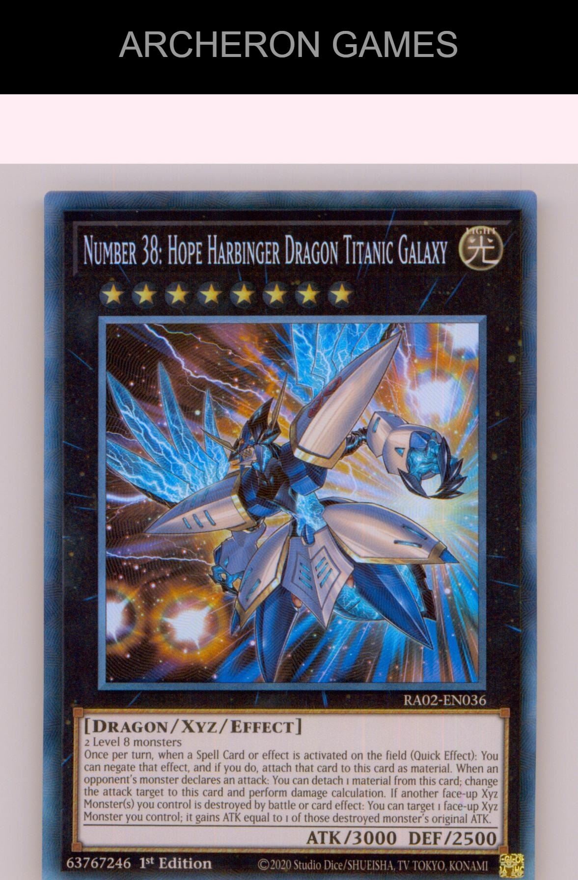 Number 38: Hope Harbinger Dragon Titanic Galaxy (PCR) YUGIOH Card 1st Edition