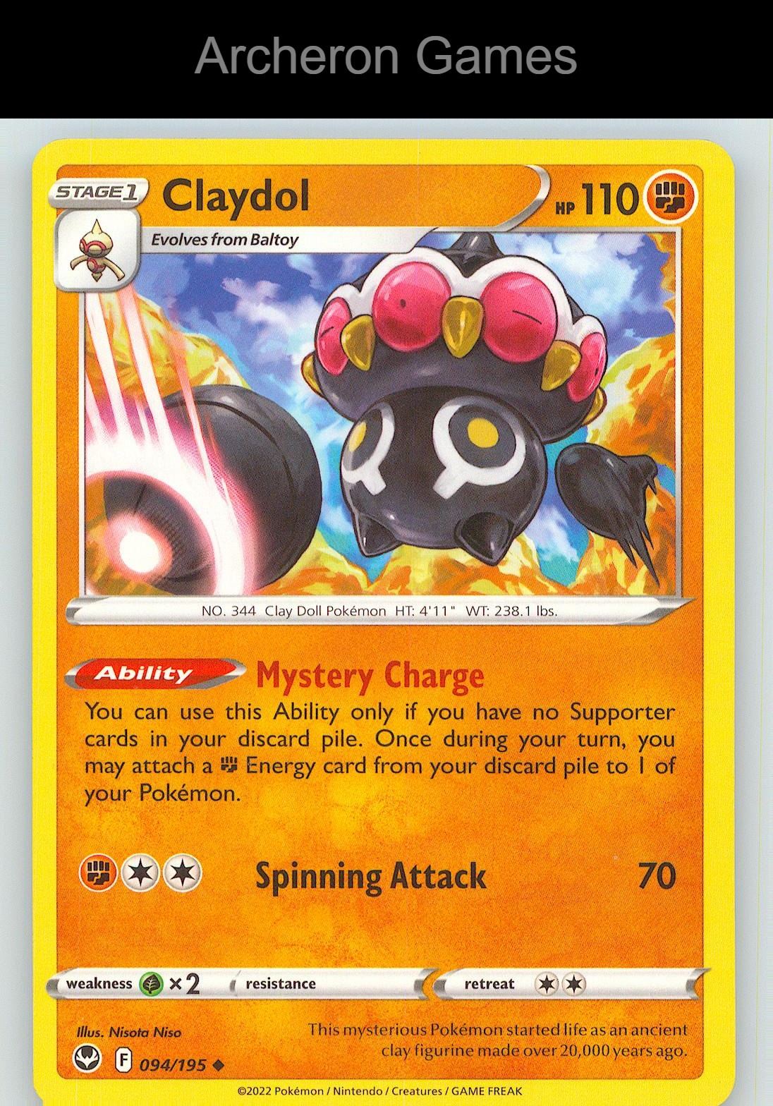 Pokemon Card Claydol SIT 094/195 UC Silver Tempest
