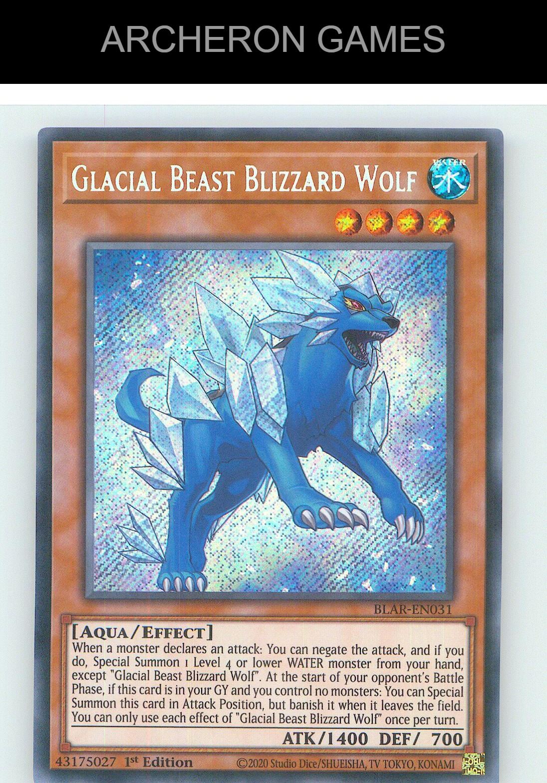 Glacial Beast Blizzard Wolf SEC YUGIOH Card 1st Edition