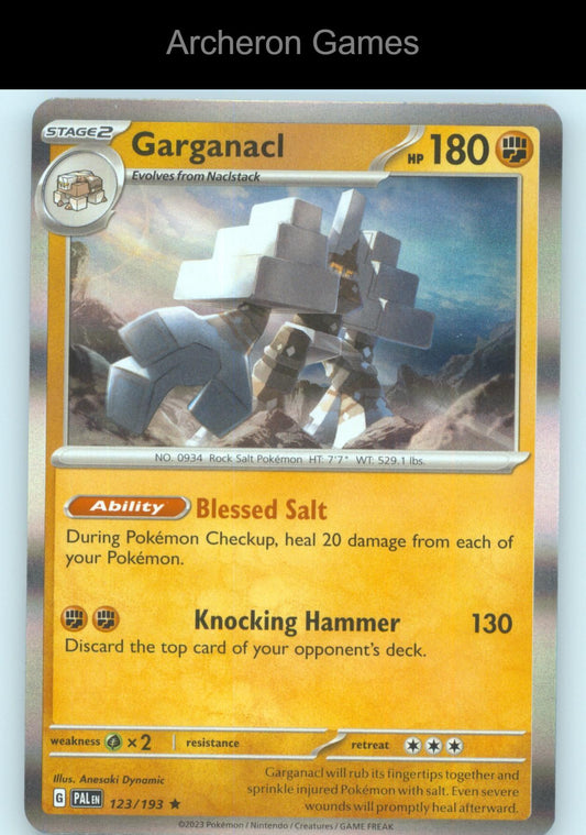 Pokemon Card Garganacl PAL 123/193 R Paldea Evolved Holo