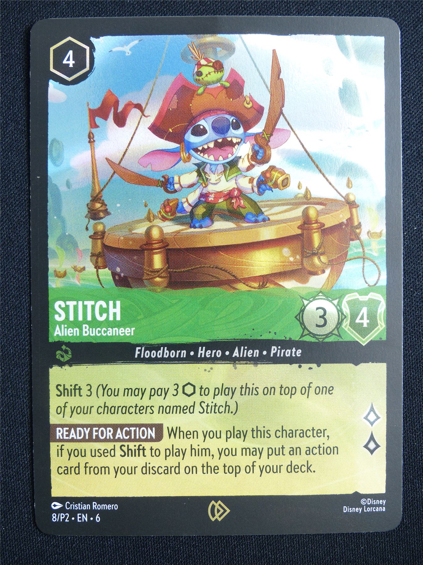 Stitch Alien Buccaneer 8/P2 Foil played - Lorcana Card #13L