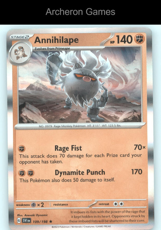 Pokemon Card Annihilape SVI 109/198 R Scarlet & Violet Holo