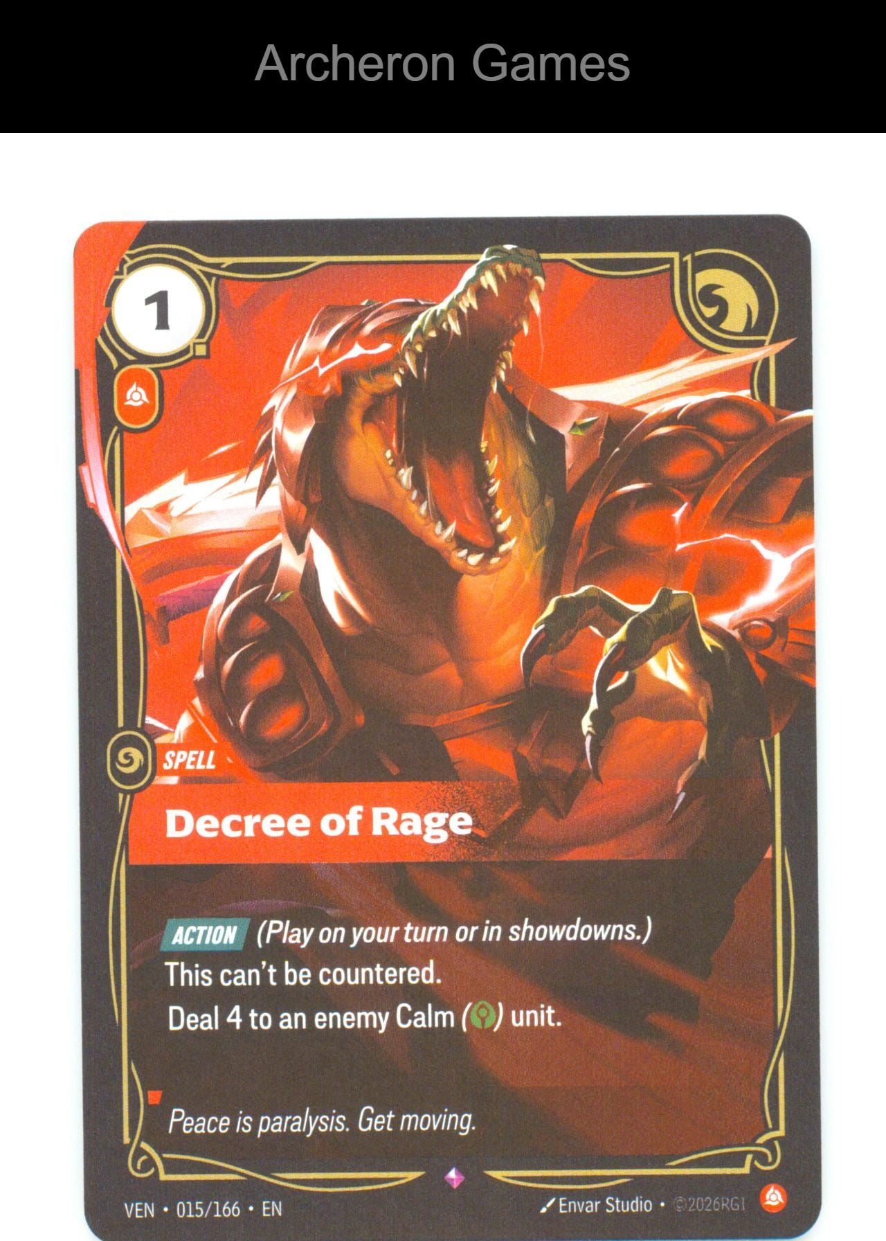 Decree of Rage VEN 015/166 R Vendetta Riftbound Card Foil