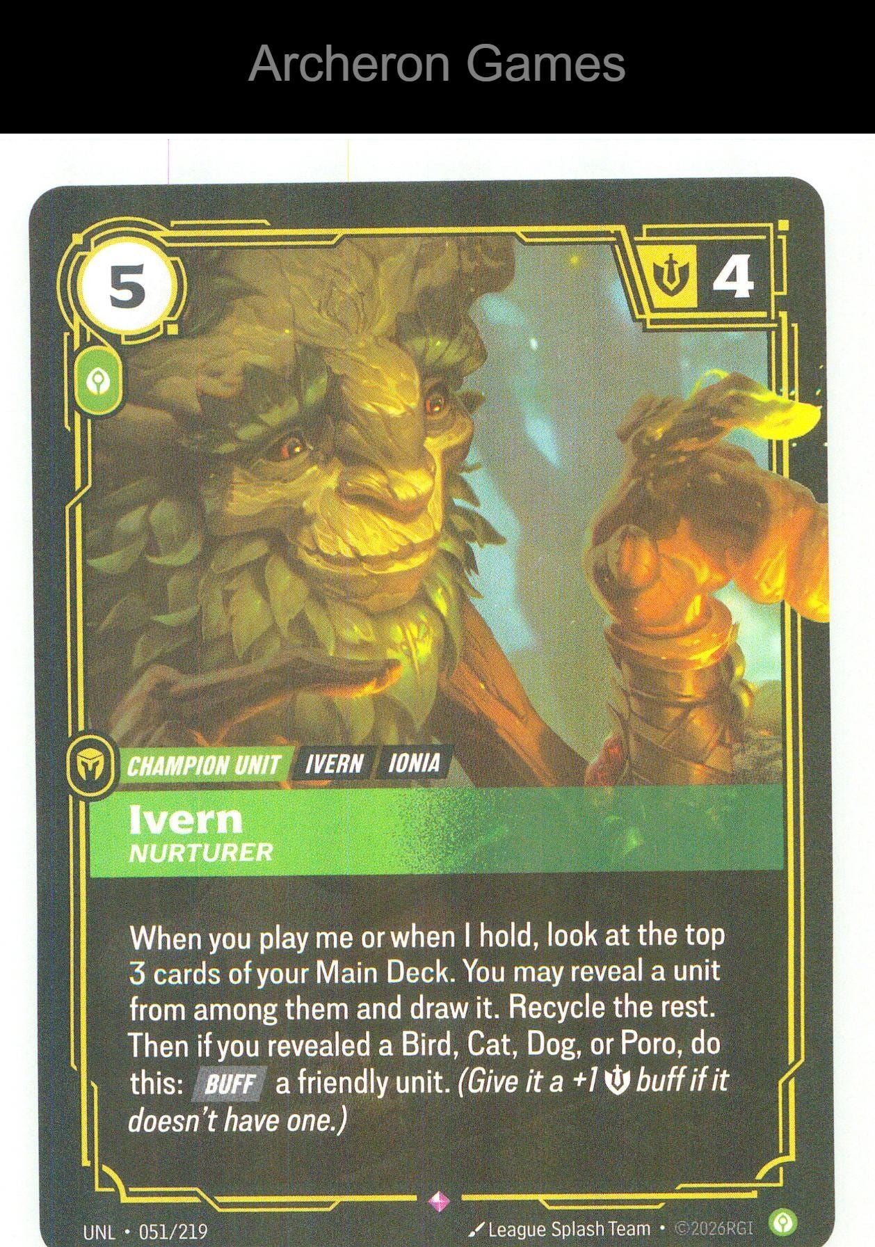 Ivern - Nurturer UNL 051/219 R Unleashed Riftbound Card Foil