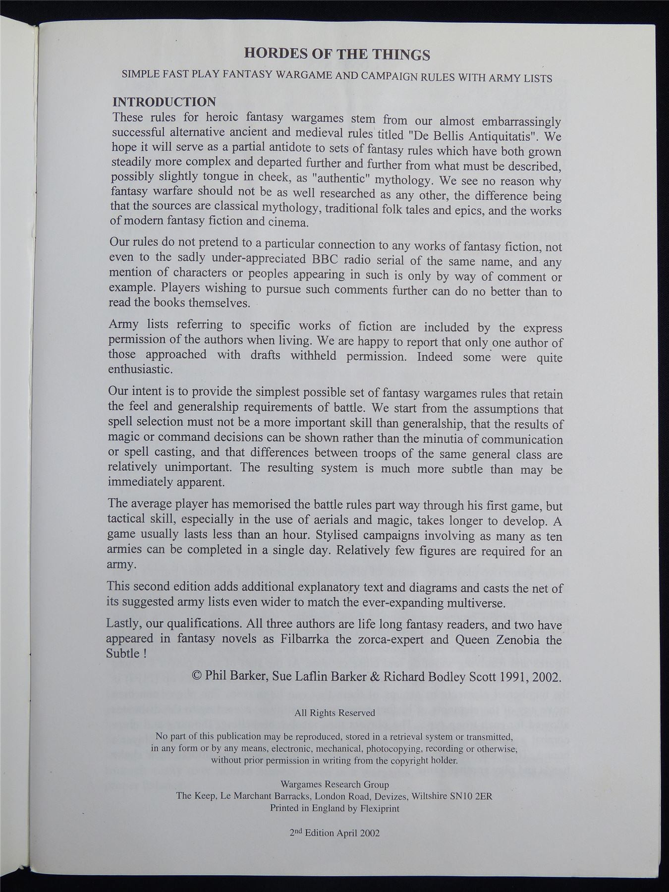 Hordes of the Things 2nd Edition 2002 Booklet #1XA