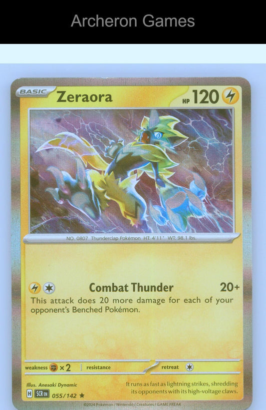 Pokemon Card Zeraora SCR 55/142 R Stellar Crown Reverse Holo