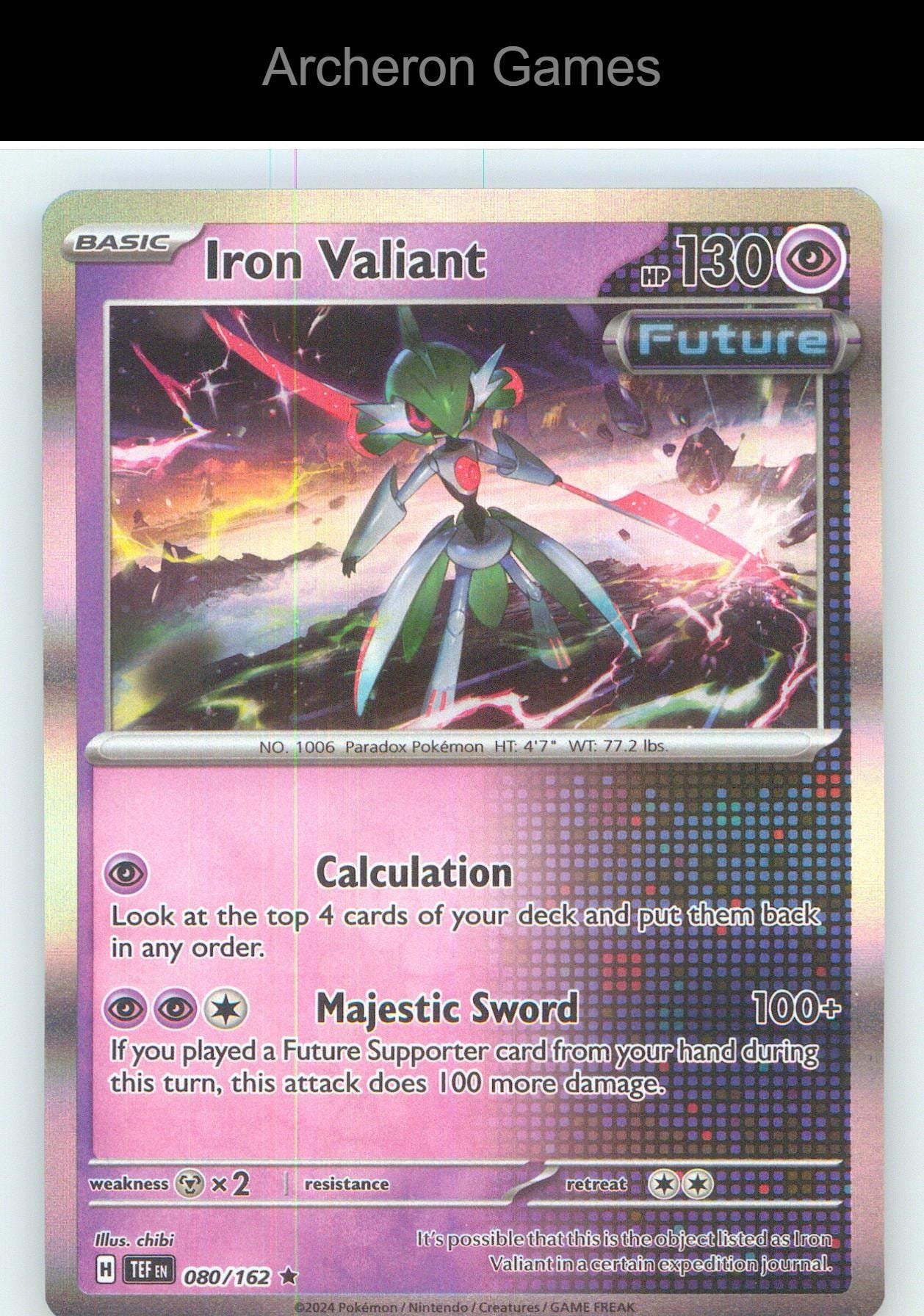 Pokemon Card Iron Valiant TEF 080/162 R Temporal Forces Holo