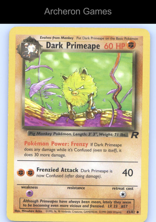 Pokemon Card Dark Primeape TR 43/82 UC Team Rocket Unlimited