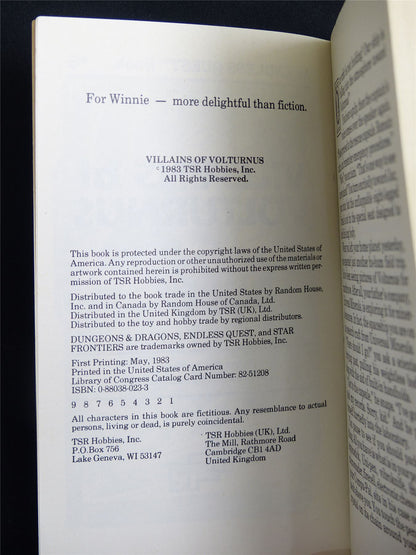 D&D Adventure Book: Villains of Volturnus Endless Quest - Vintage Novel Softback #LP