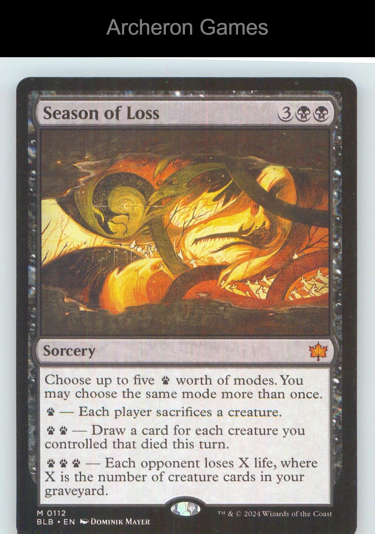 Season of Loss BLB 112 Mythic MTG Card NM/EX+