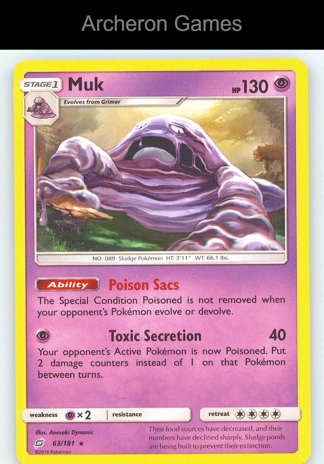 Pokemon Card Muk TEU 63/181 R Team Up