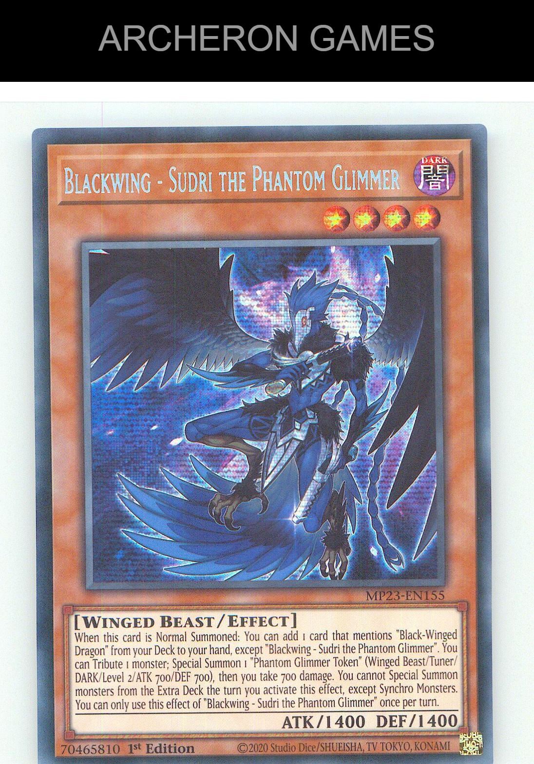 Blackwing - Sudri the Phantom Glimmer YUGIOH Card 1st Edition