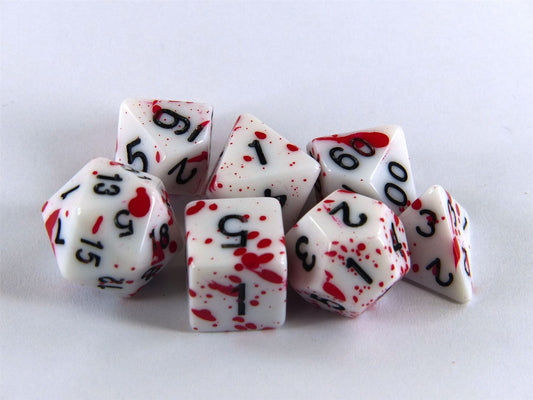 Blood Shot Red - DICE Set of 7 - Dnd D&D Dungeons Dragons #KM
