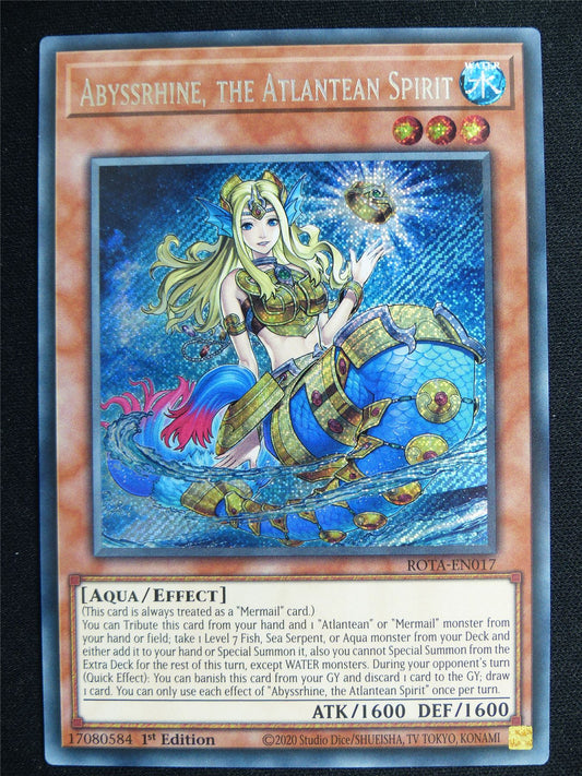 Abyssrhine the Atlantean Spirit ROTA Secret Rare - 1st ed Yugioh Card #4SX