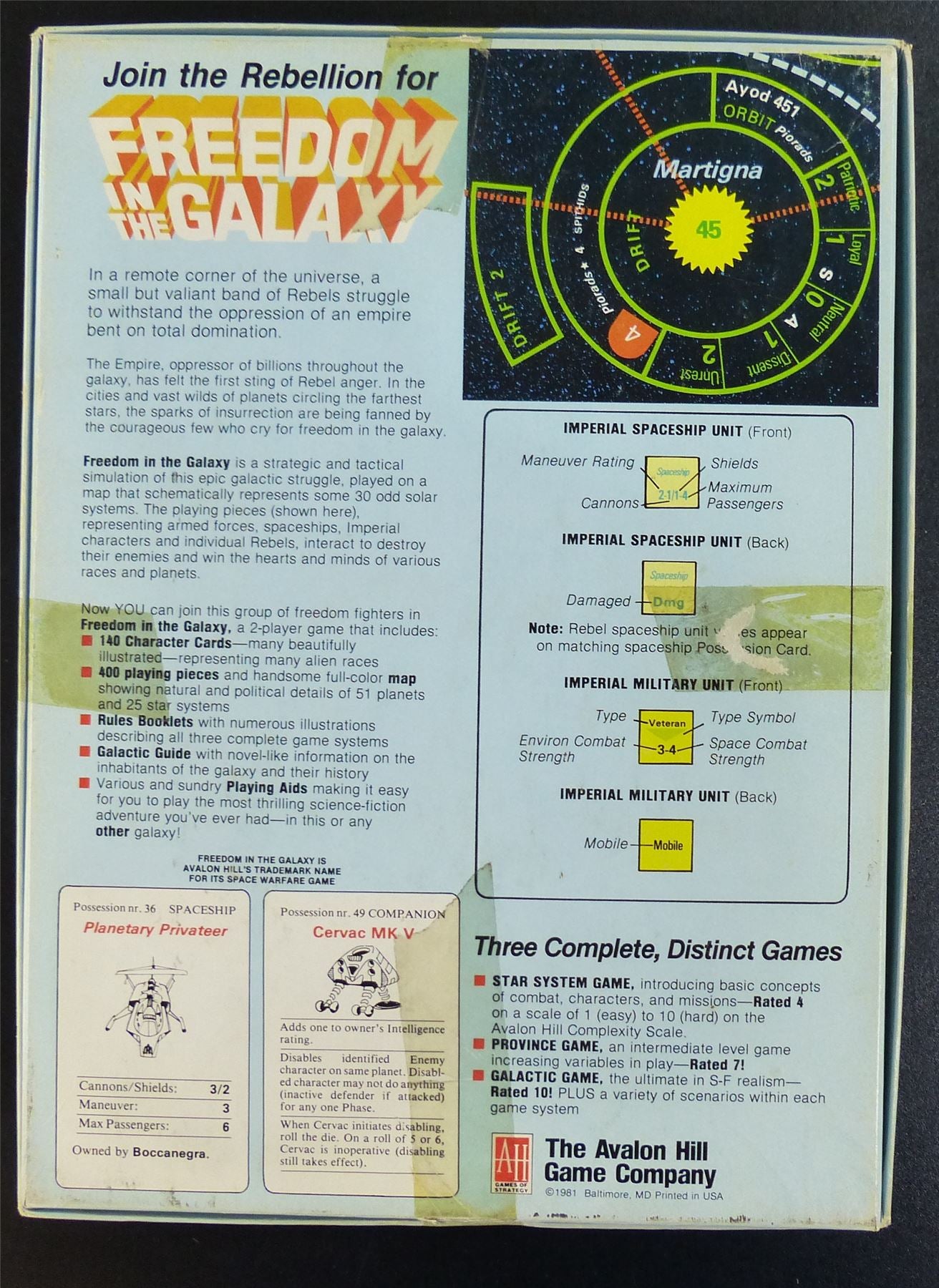 Freedom in the Galaxy: The Star Rebellions 5764 AD Boardgame #276