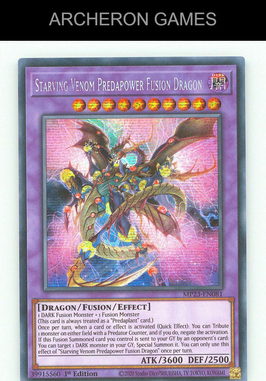 Starving Venom Predapower Fusion Dragon SEC YUGIOH Card