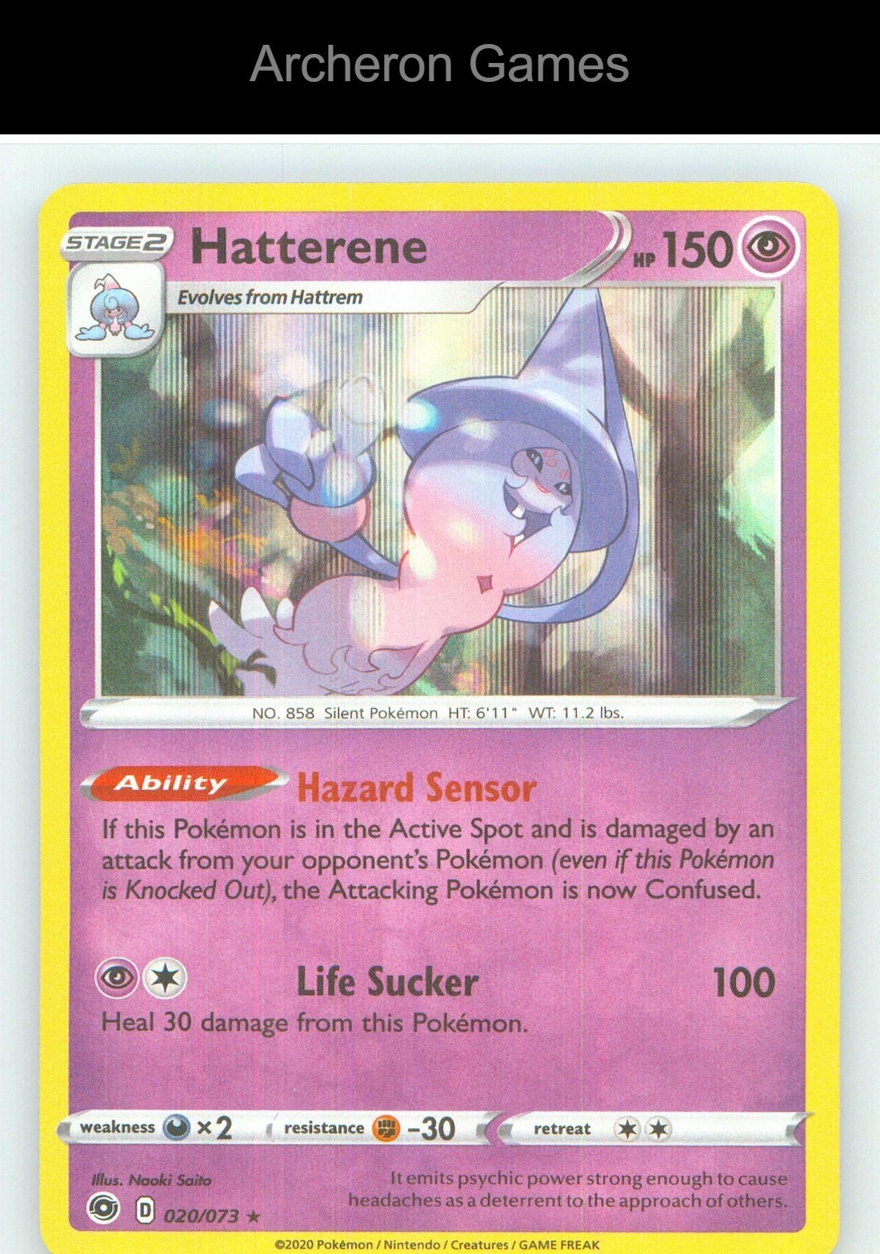 Pokemon Card Hatterene CPA 020/073 R Champion's Path Reverse Holo