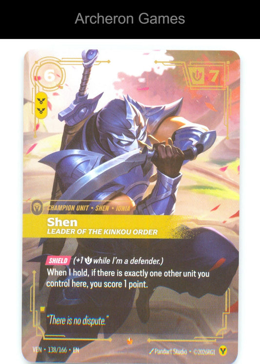 Shen - Leader of the Kinkou Order VEN 138/166 Epic Vendetta Riftbound Card Foil