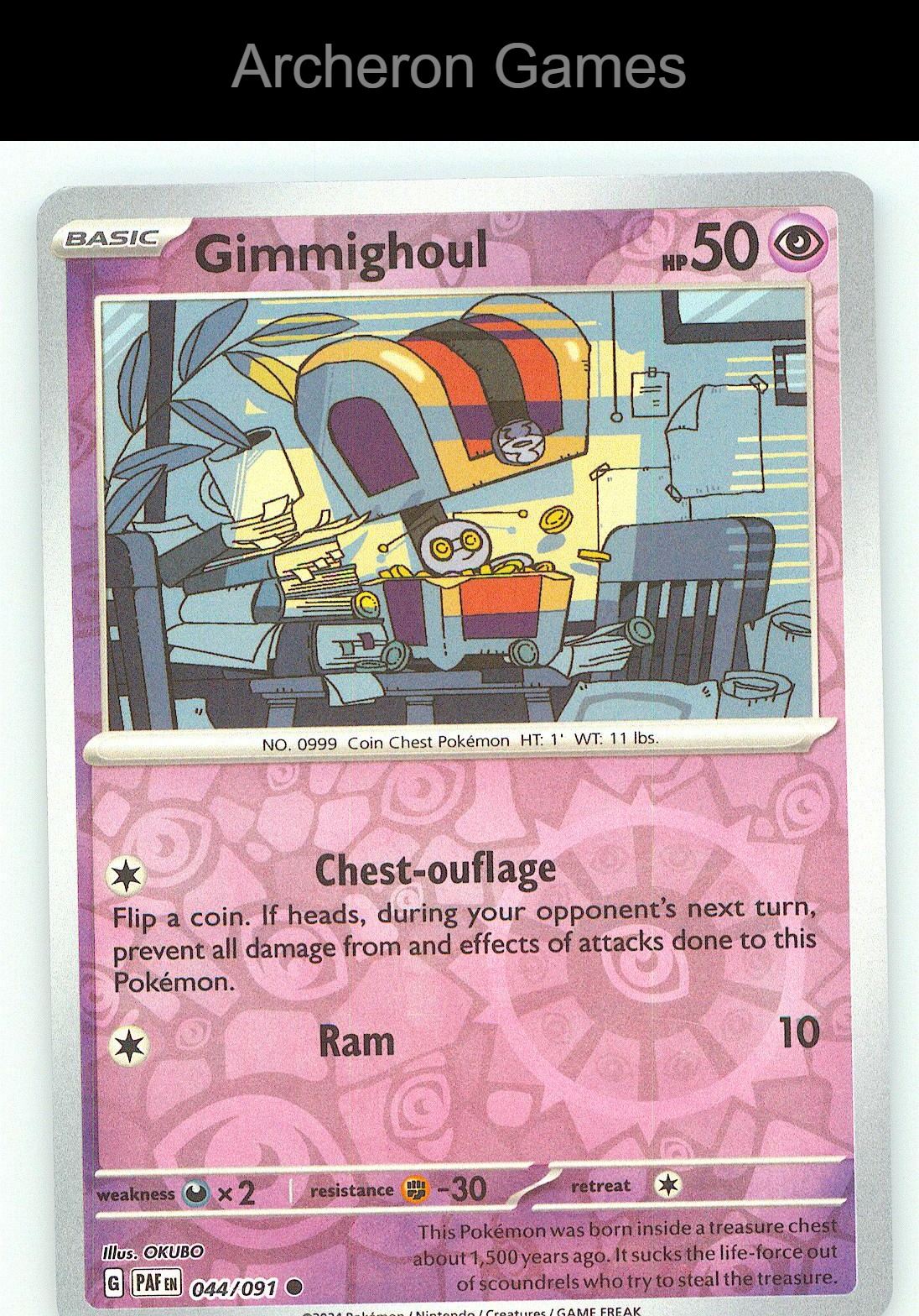 Pokemon Card Gimmighoul PAF 044/091 C Paldean Fates Reverse Holo