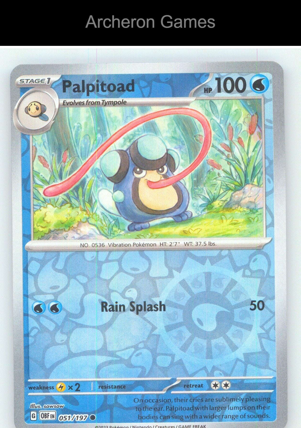 Pokemon Card Palpitoad OBF 051/197 C Obsidian Flames Reverse Holo
