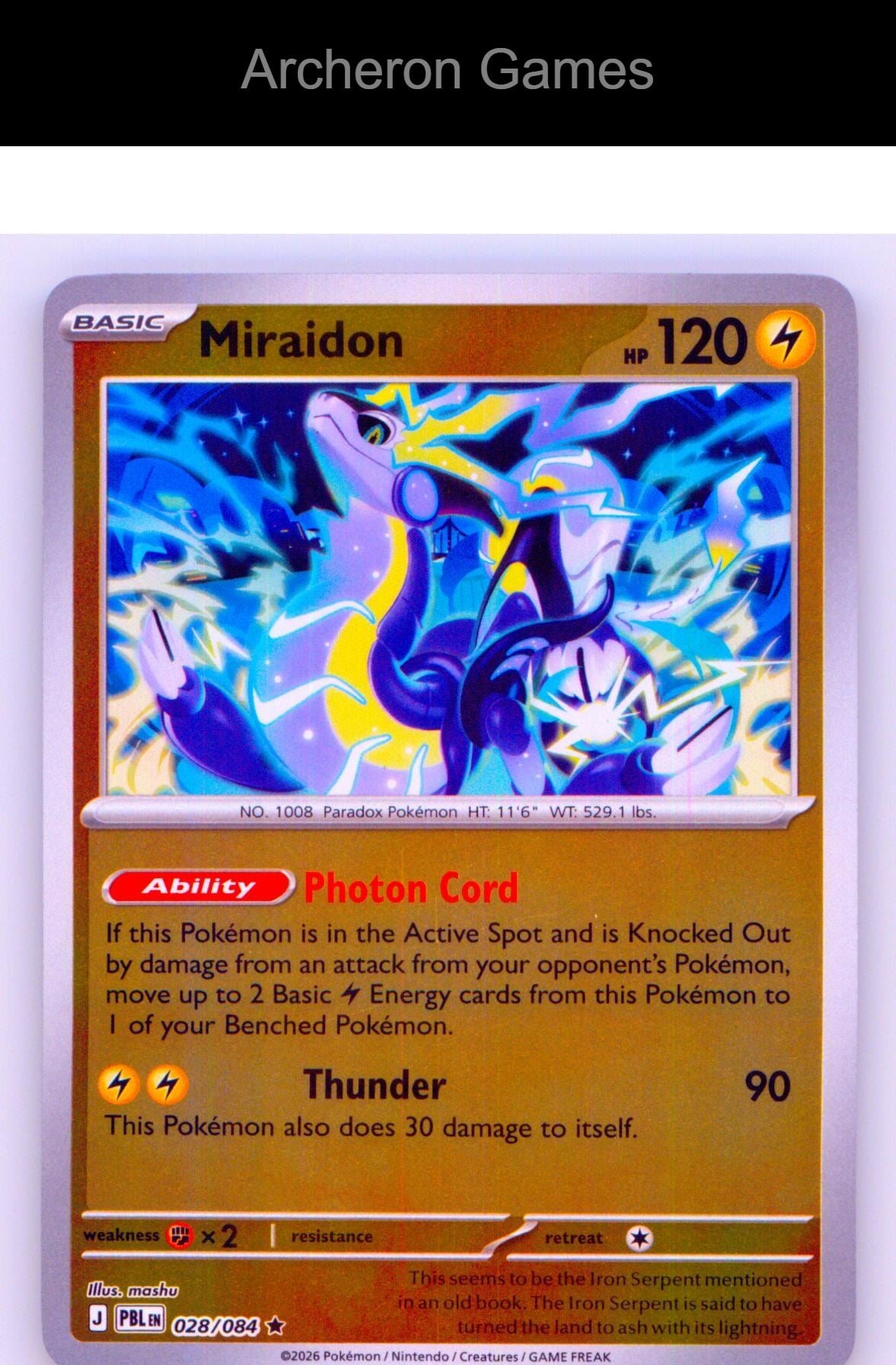 Pokemon Card Miraidon ME05 028/084 R Pitch Black Reverse Holo