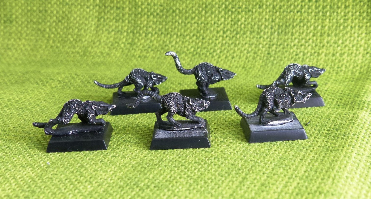 OOP Classic Metal Skaven - Giant Rats x 6 - Warhammer AoS 40k #EF