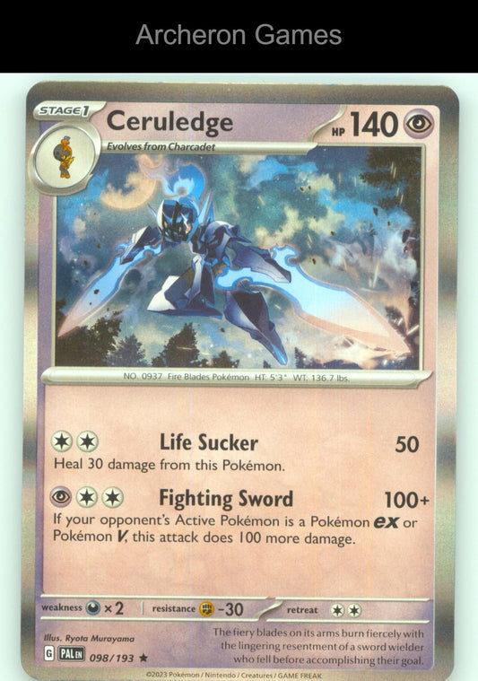 Pokemon Card Ceruledge PAL 098/193 R Paldea Evolved Holo