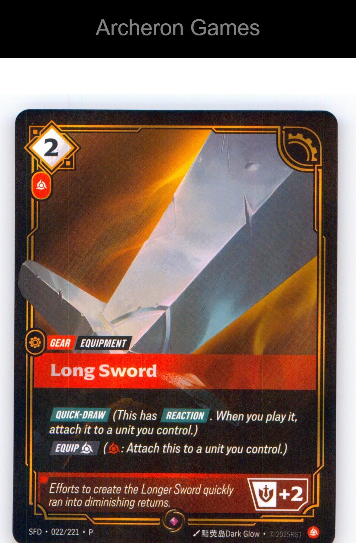 Long Sword SFD 022/221 R Spiritforged Riftbound Card
