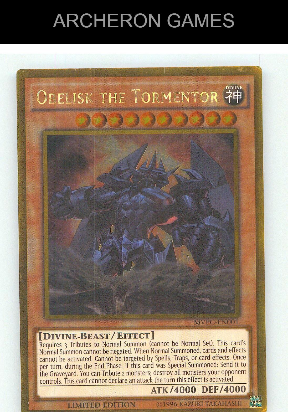 Obelisk the Tormentor (Blu-Ray DVD Promo) Gold Rare YUGIOH Card Limited