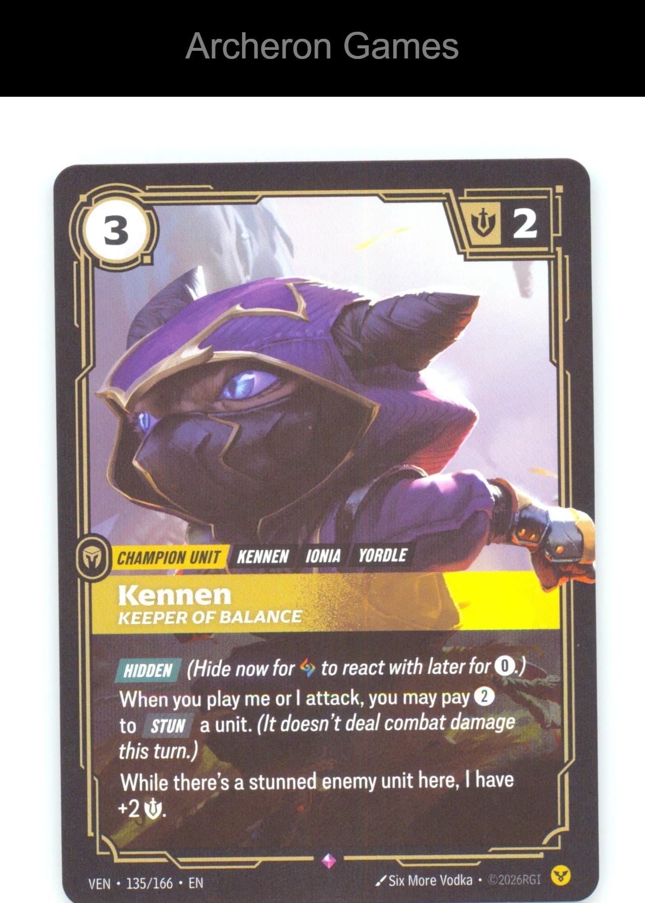 Kennen - Keeper of Balance VEN 135/166 R Vendetta Riftbound Card Foil