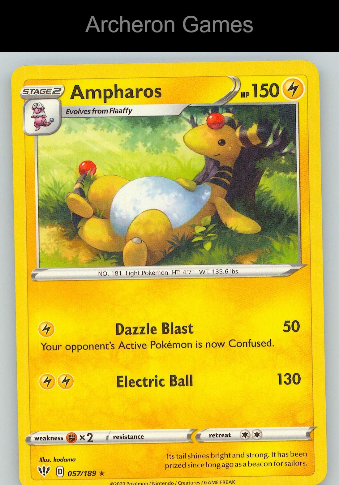 Pokemon Card Ampharos DAA 057/189 R Darkness Ablaze