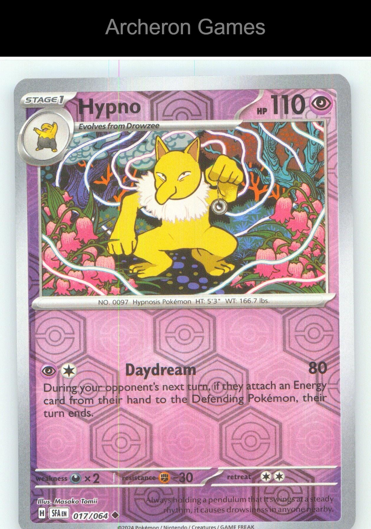 Pokemon Card Hypno SFA 017/064 UC Shrouded Fable Reverse Holo