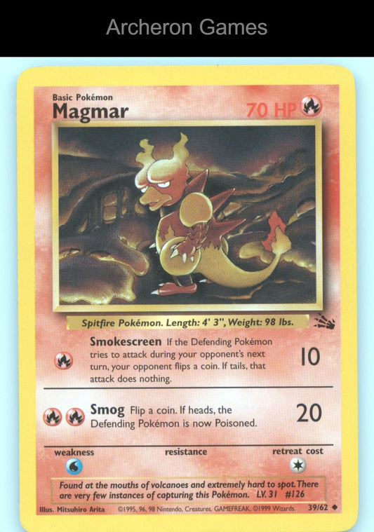 Pokemon Card Magmar FO 39/62 UC Fossil Unlimited