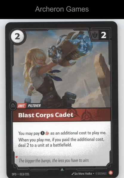 Blast Corps Cadet SFD 013/221 UC  Card Spiritforged