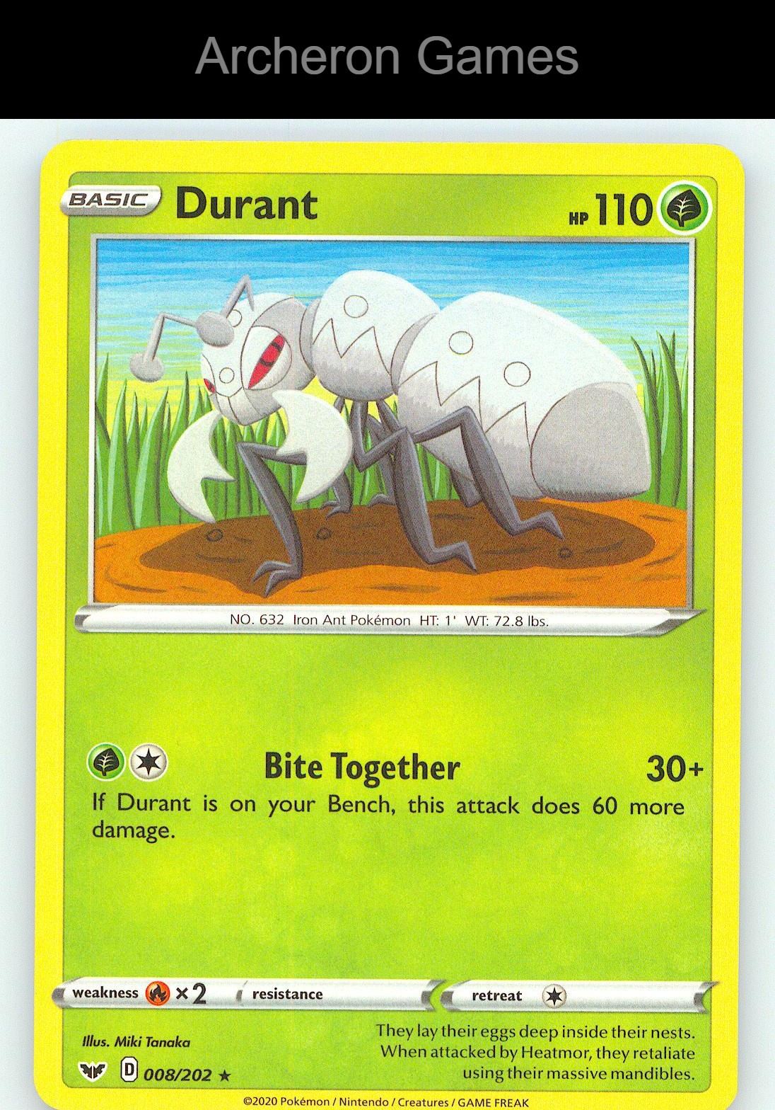Pokemon Card Durant SSH 008/202 R Sword & Shield