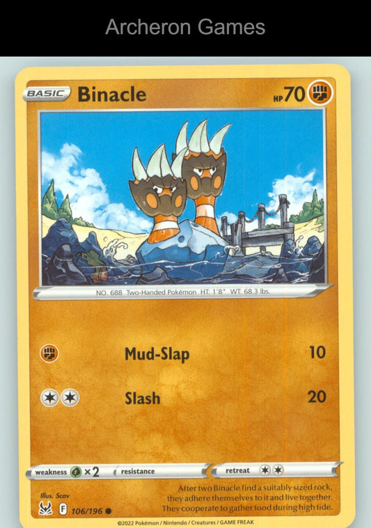 Pokemon Card Binacle LOR 106/196 C Lost Origin