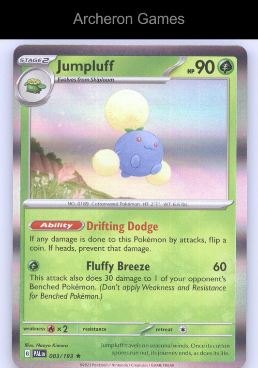 Pokemon Card Jumpluff PAL 003/193 R Paldea Evolved Holo