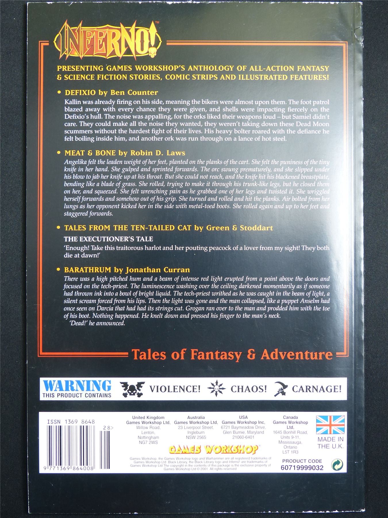 Inferno! Tales of Fantasy and Adventure #28 - Games Workshop Black Library Publication #1OI